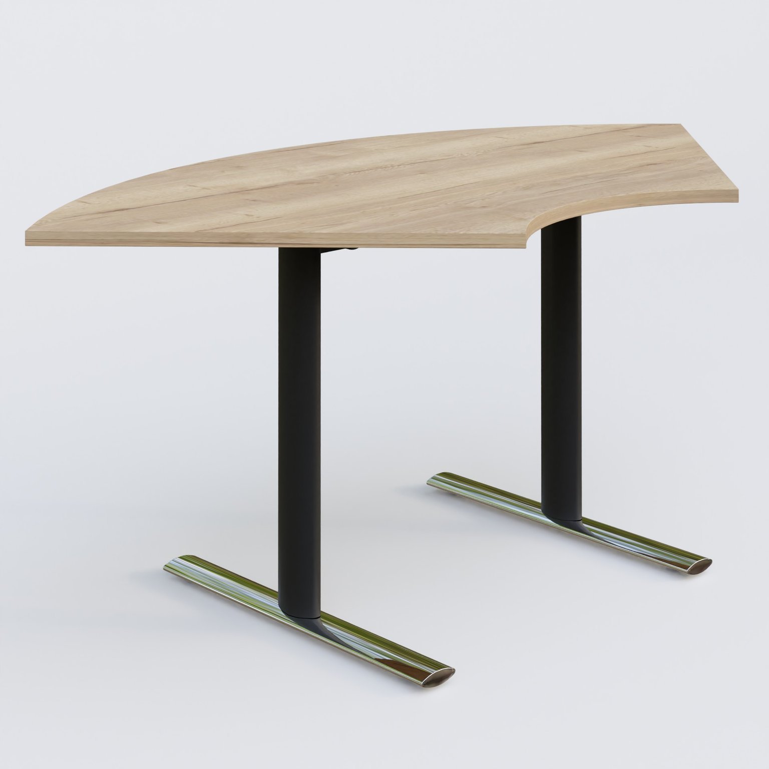 Module 1/4 de couronne gamme Pure 120-120 cm. Plateau Chêne naturel et pietement Noir/Chrome.