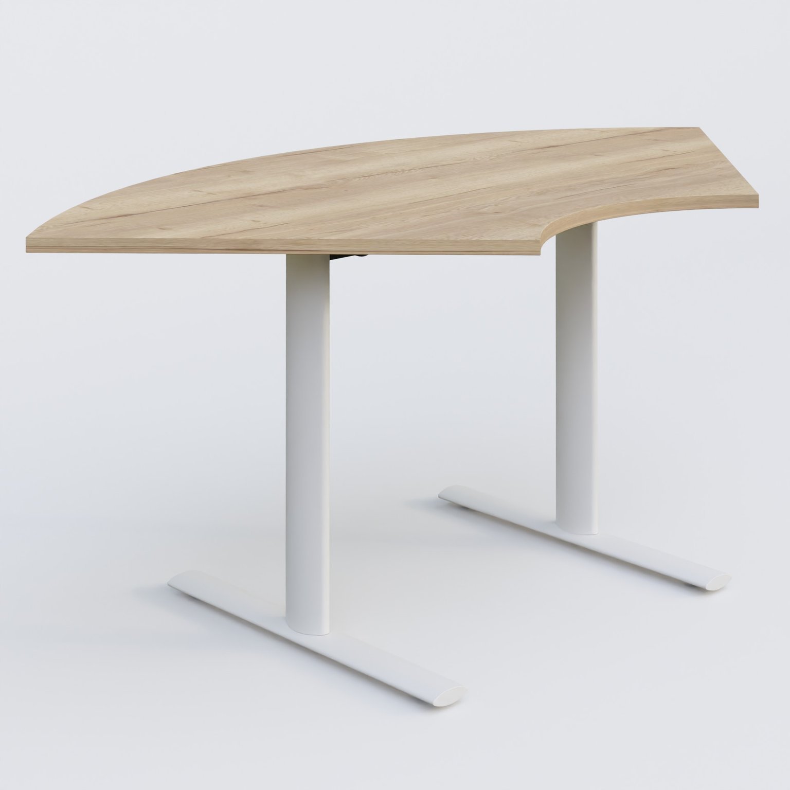 Module 1/4 de couronne gamme Pure 120-120 cm. Plateau Chêne naturel et pietement Blanc.