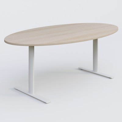 [Pas de famille] - [Pas de sous famille] - Table ovale gamme Pure 200-110 cm. Plateau Acacia et pietement Blanc.