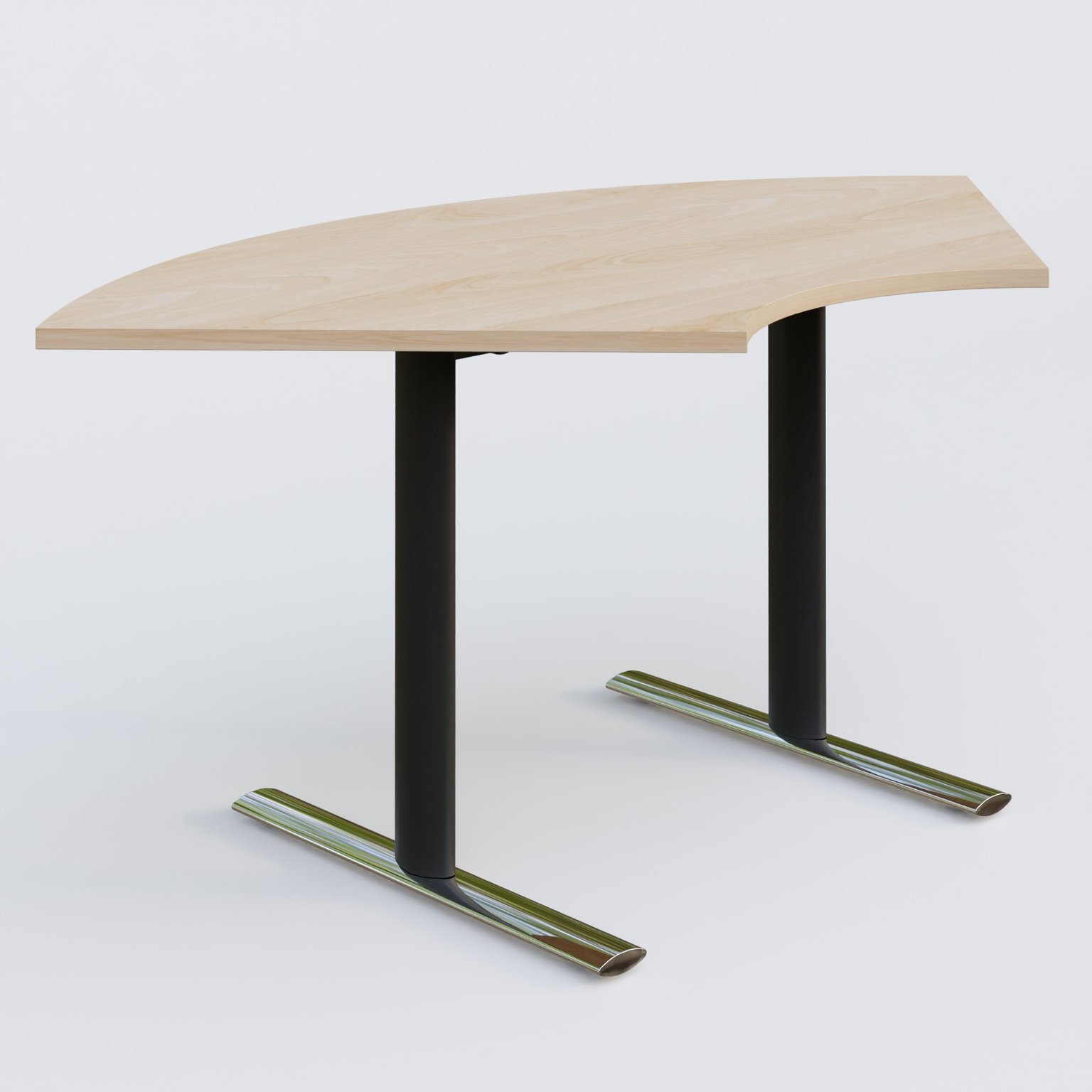 Module 1/4 de couronne gamme Pure 120-120 cm. Plateau Hêtre et pietement Noir/Chrome.