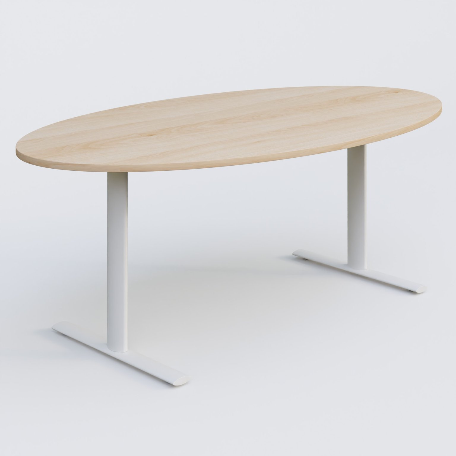 Table ovale gamme Pure 200-110 cm. Plateau Hêtre et pietement Blanc.