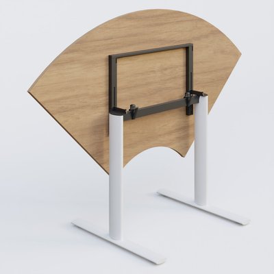 [Pas de famille] - [Pas de sous famille] - Module 1/4 de couronne gamme Pure 120-120 cm. Plateau Noyer et pietement Blanc.