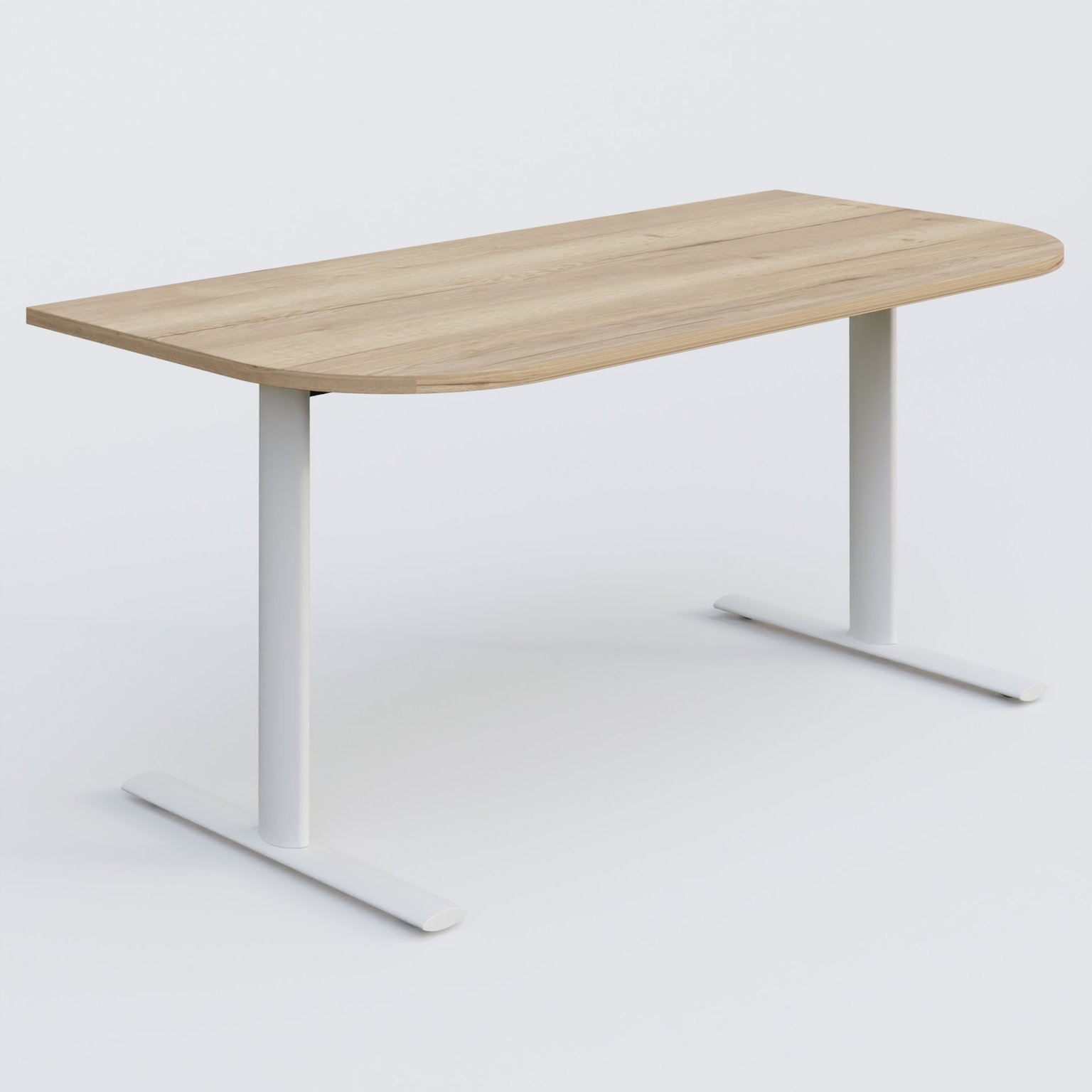 Module d'extrémité gamme Pure 165-80 cm. Plateau Chêne naturel et pietement Blanc.