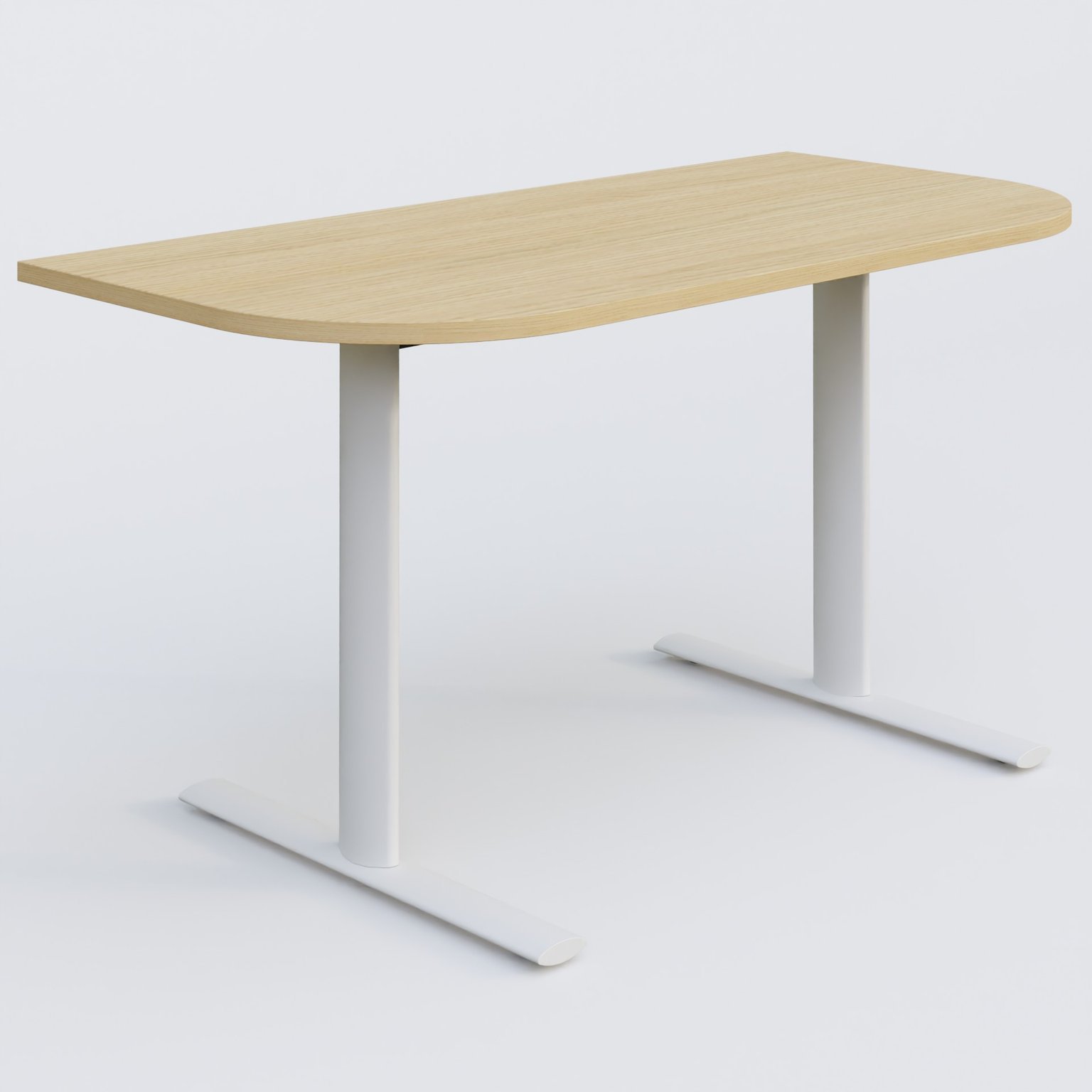 Module d'extrémité gamme Pure 145-70 cm. Plateau Chêne clair et pietement Blanc.