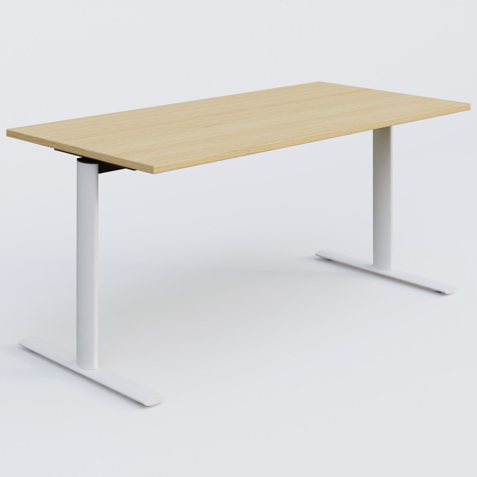 Module droit gamme Pure 160-80 cm. Plateau Chêne clair et pietement Blanc.