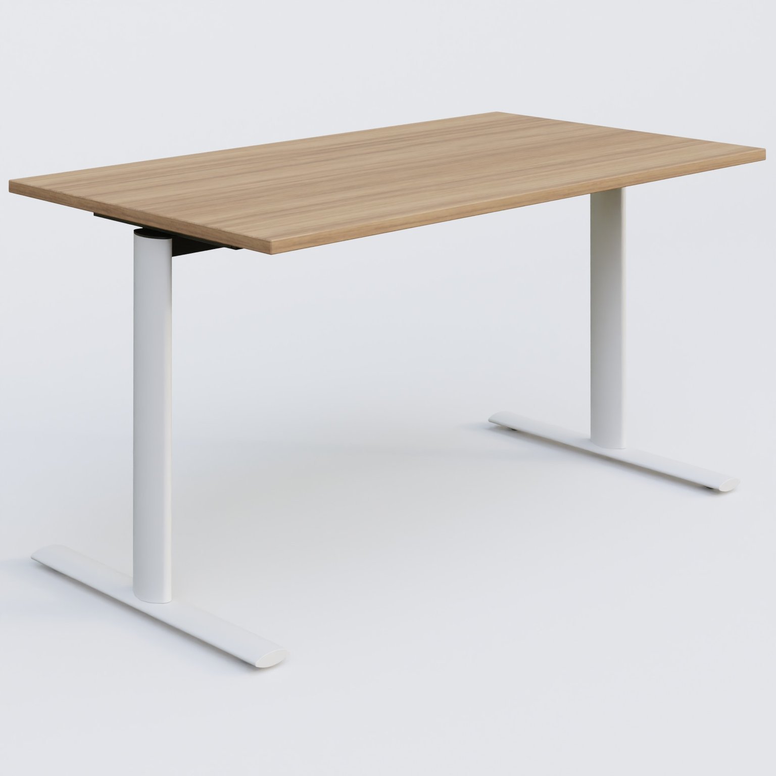 Module droit gamme Pure 140-80 cm. Plateau Noyer et pietement Blanc.