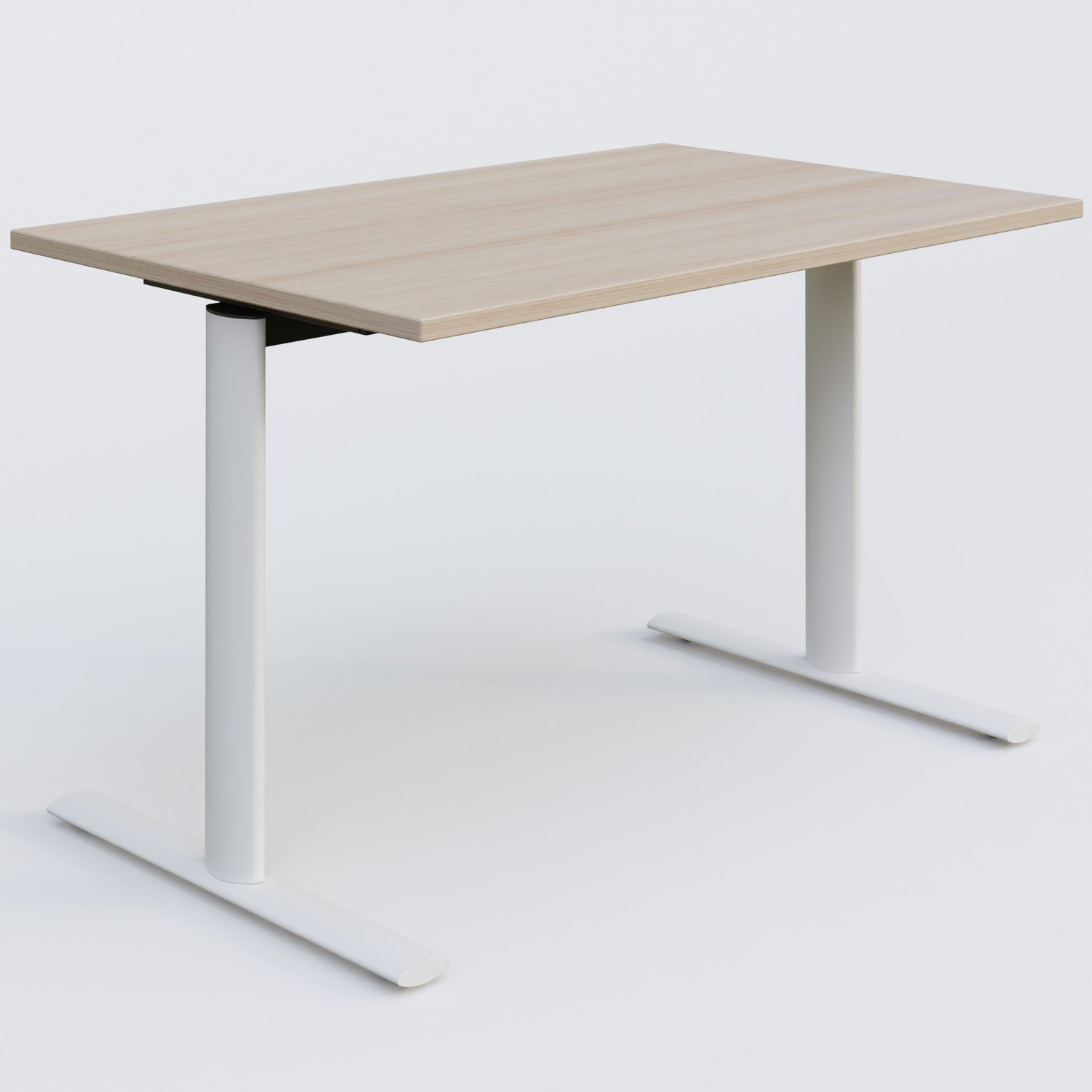 Module droit gamme Pure 120-80 cm. Plateau Acacia et pietement Blanc.