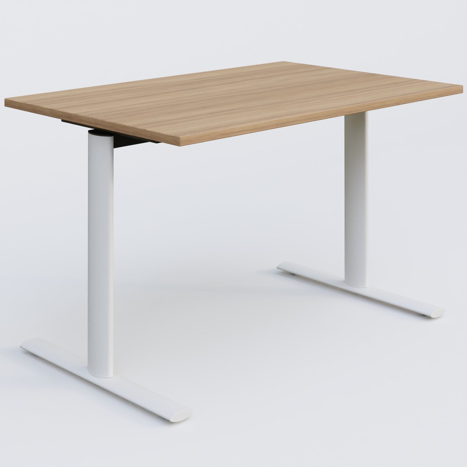 Module droit gamme Pure 120-80 cm. Plateau Noyer et pietement Blanc.
