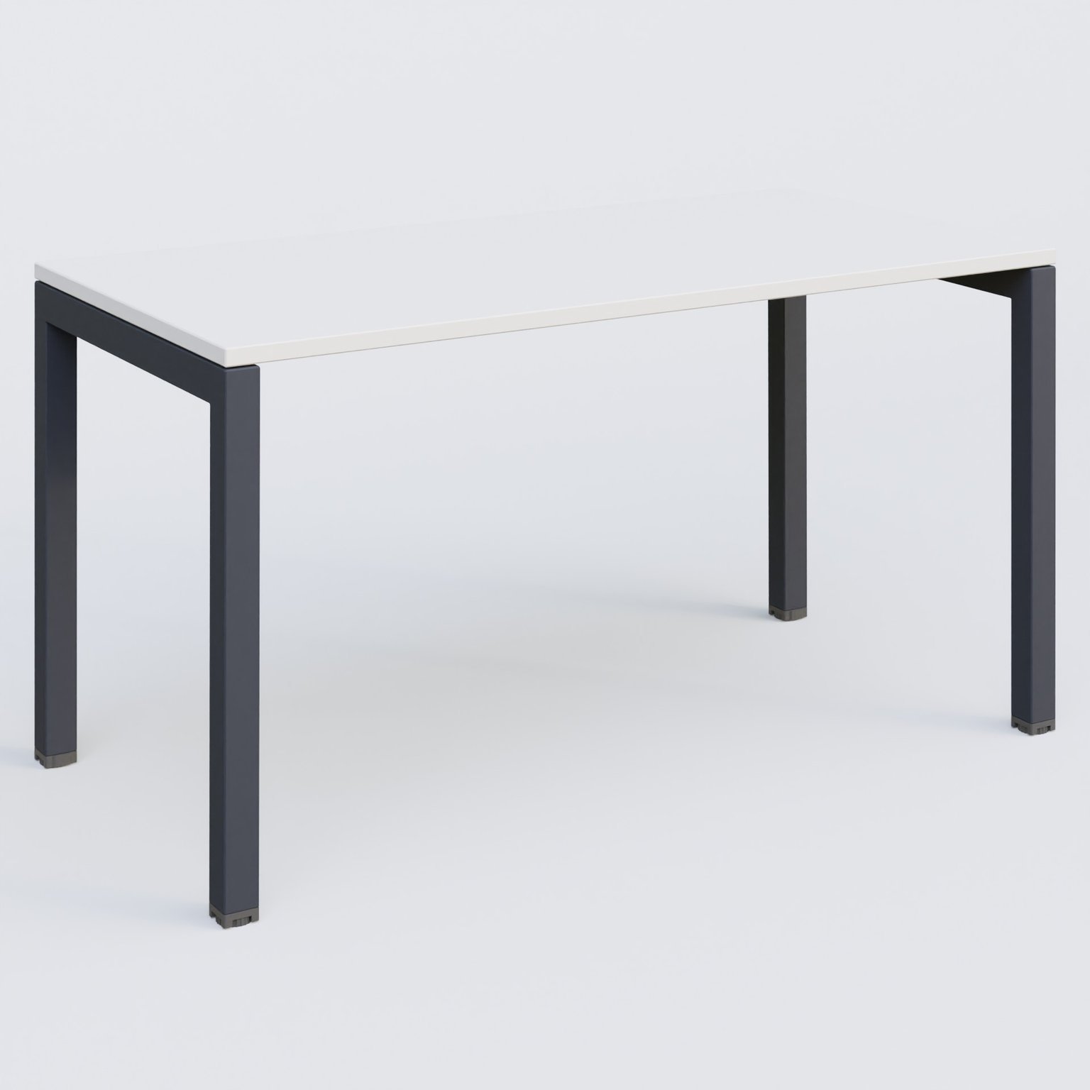 K3 Plateau droit 140x70 pieds fixe. Plateau Blanc et pietement Anthracite.