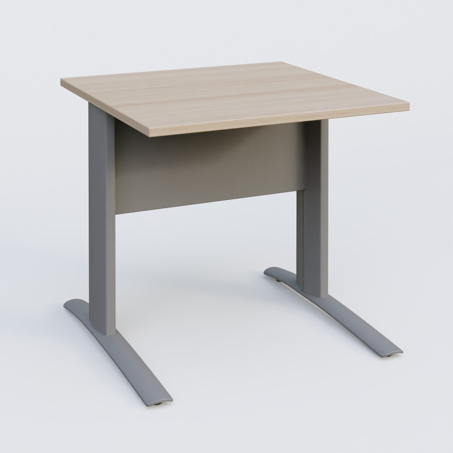 K1 Plateau droit 80x80 avec voile de fond métal. Plateau Acacia et pietement Aluminium