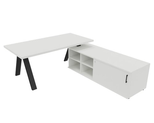 [Pas de famille] - [Pas de sous famille] - X3 Plan Manager 180*90cm + meuble USE ME sans caisson à droite. Plateau Blanc et piètement Noir.