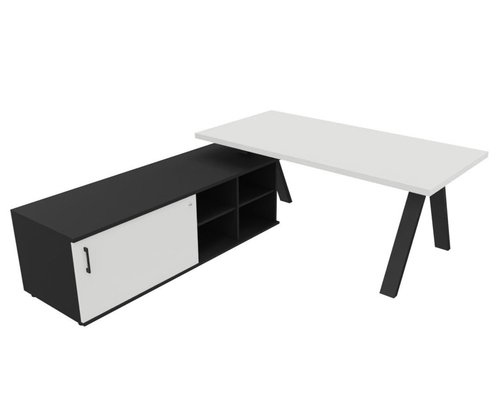 [Pas de famille] - [Pas de sous famille] - X3 Plan Manager 180*90cm + meuble USE ME sans caisson à gauche. Plateau Blanc et piètement Noir.