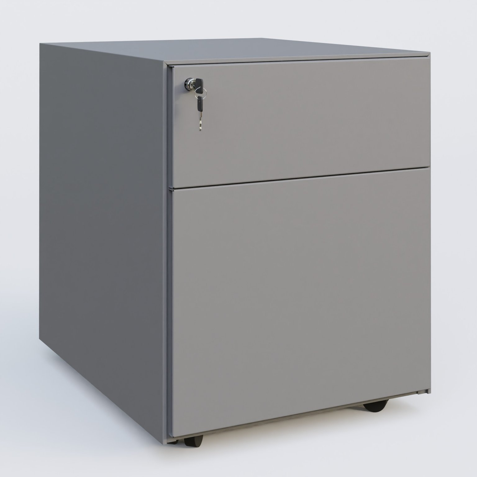 Caisson sur roulette 2 tiroirs Aluminium RAL 9006
