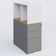 Caisson HB 3 tiroirs avec niche. Caisson Aluminium top de finition Noyer et niche blanche.