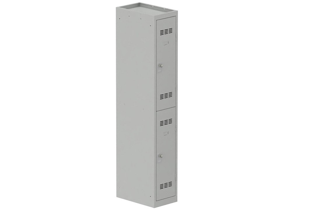 Vestiaire multicases 1 colonne L,30cm 2 cases (fermeture cadenas) H,180xL,30xP,50cm coffre gris clair/portes gris clair
