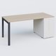 K3 Plateau droit 160x80 avec tour de rangement sous le plateau à droite. Plateau Acacia et pietement Anthracite