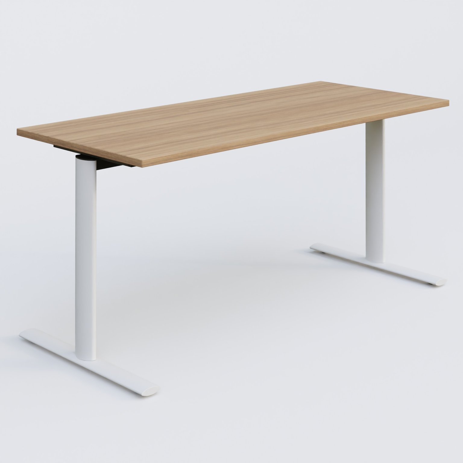 Module droit gamme Pure 160-70 cm. Plateau Noyer et pietement Blanc.