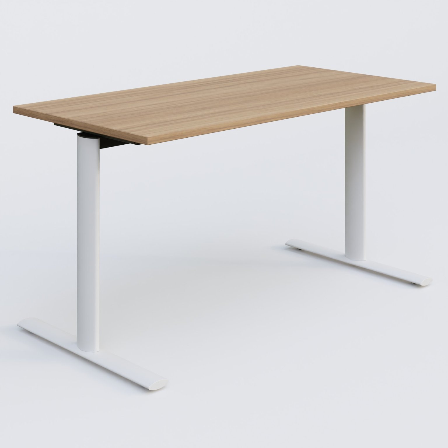Module droit gamme Pure 140-70 cm. Plateau Noyer et pietement Blanc.