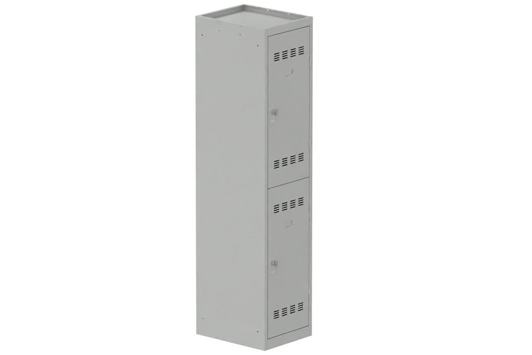 Vestiaire multicases 1 colonne L,40cm 2 cases (fermeture cadenas) H,180xL,40xP,50cm coffre gris clair/portes gris clair