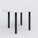 Table ronde diametre 110 cm avec quatres pieds fixes. Plateau Blanc et pietement Noir Mat