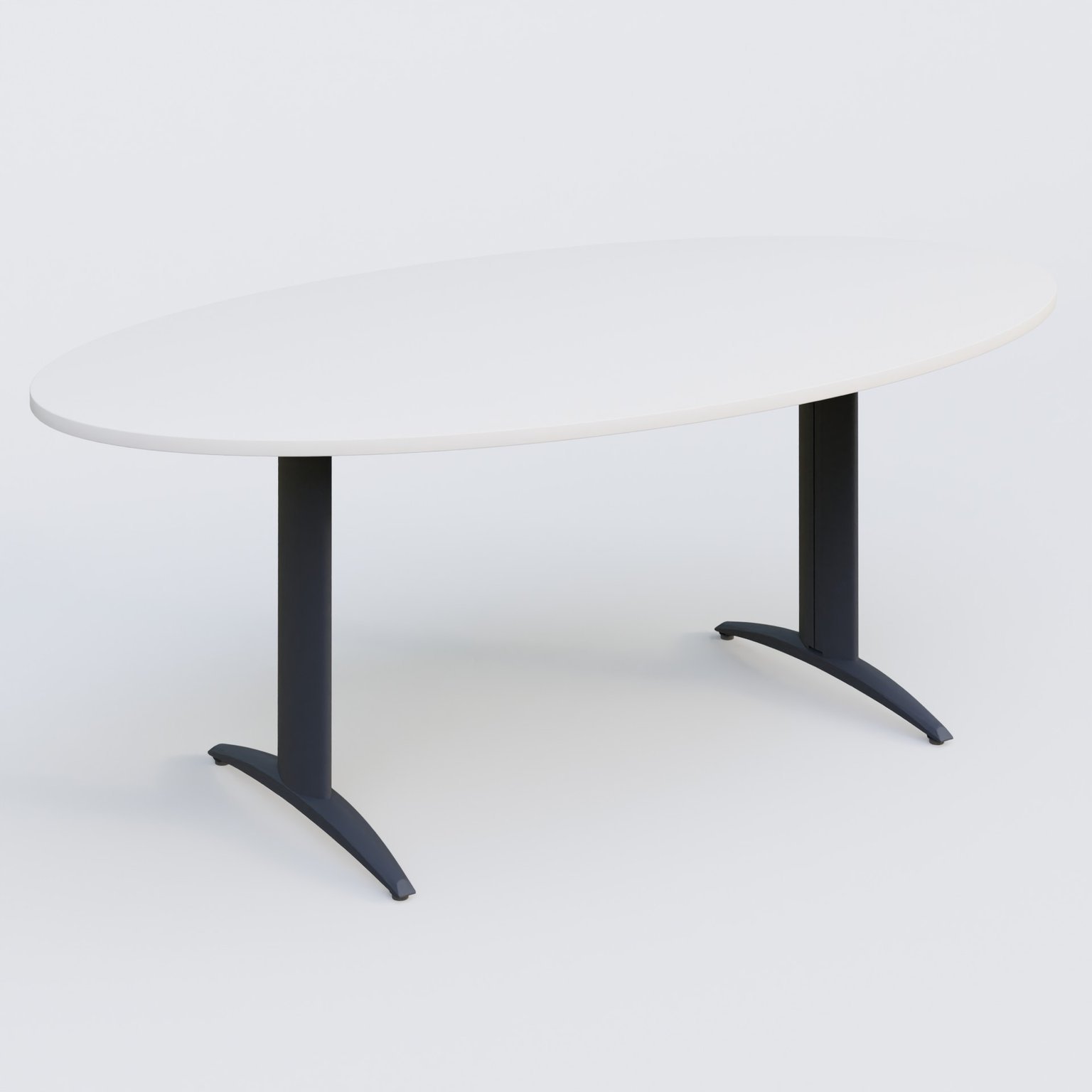Table de réunion pietement K2 plateau 200-110 cm. Plateau Blanc et pietement Anthracite.