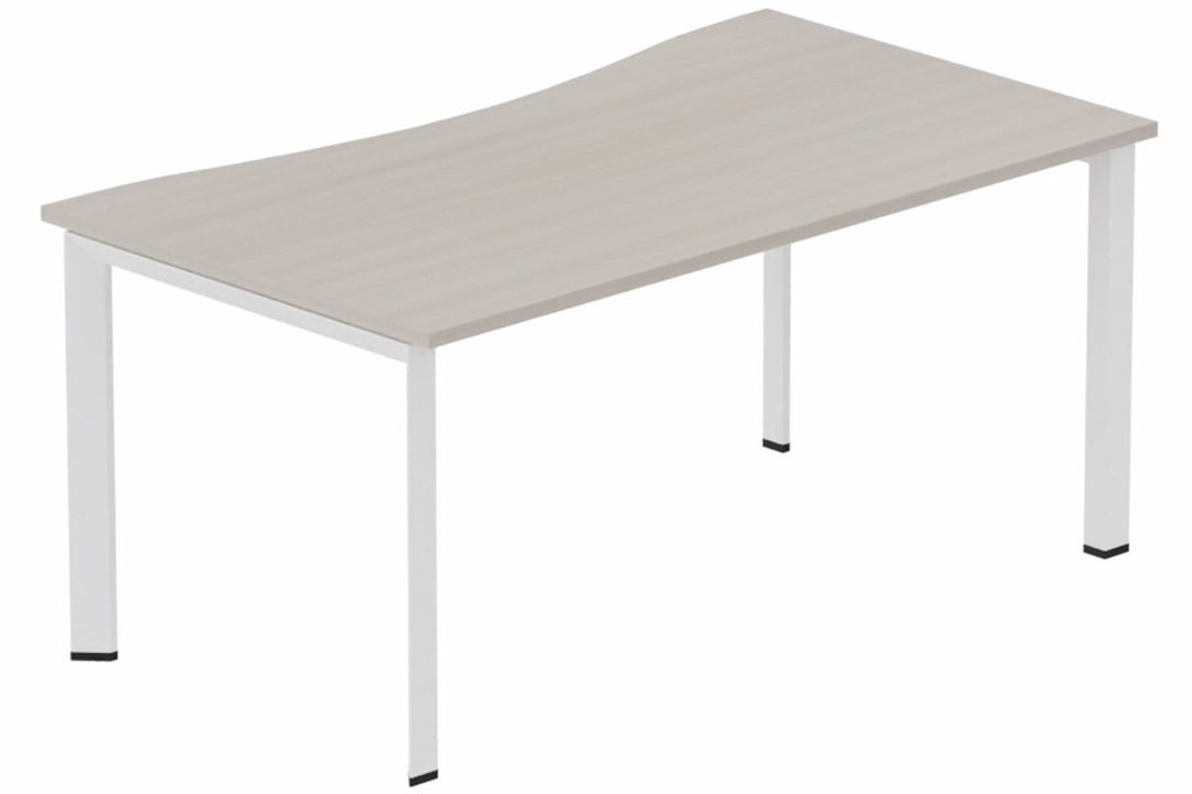 Plan vague symétrique 160x90x80cm, plateau acacia, structure blanc