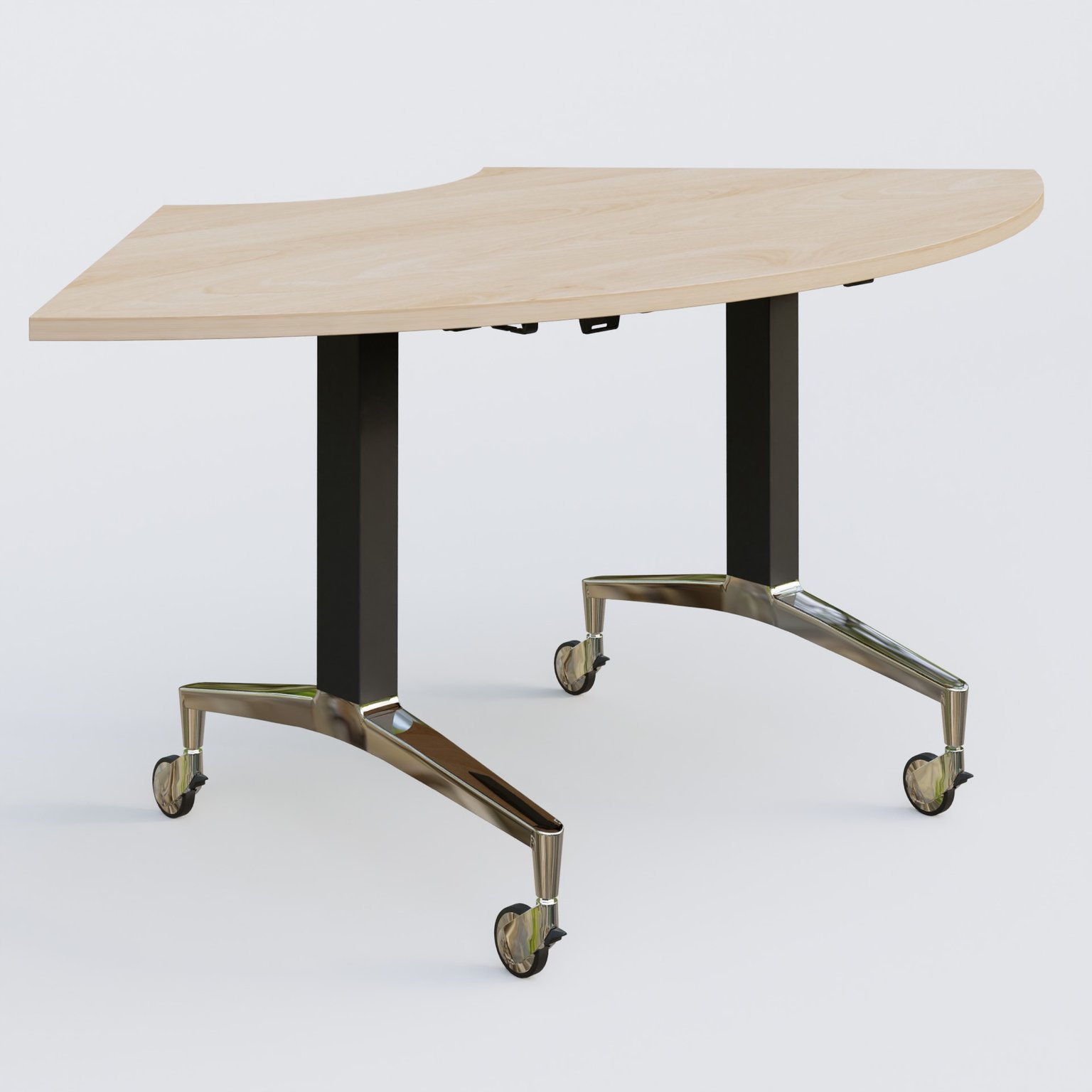 Module 1/4 de couronne de la gamme LEM 120-120 cm. Plateau Hêtre et pietement Noir/Chrome.