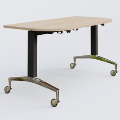[Pas de famille] - [Pas de sous famille] - Module d'extrémité de la gamme LEM 145-70 cm. Plateau Hêtre et pietement Noir/Chrome.