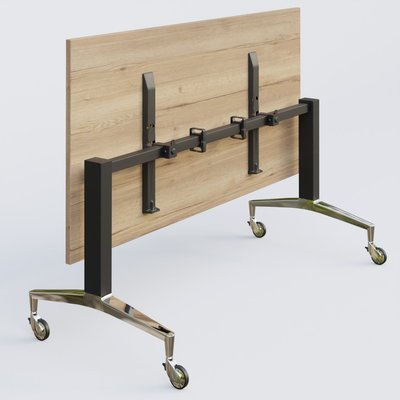 [Pas de famille] - [Pas de sous famille] - Module droit de la gamme LEM 180-80 cm. Plateau Chêne naturel et pietement Noir/Chrome.