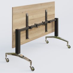 [Pas de famille] - [Pas de sous famille] - Module droit de la gamme LEM 180-80 cm. Plateau Chêne naturel et pietement Noir/Chrome.