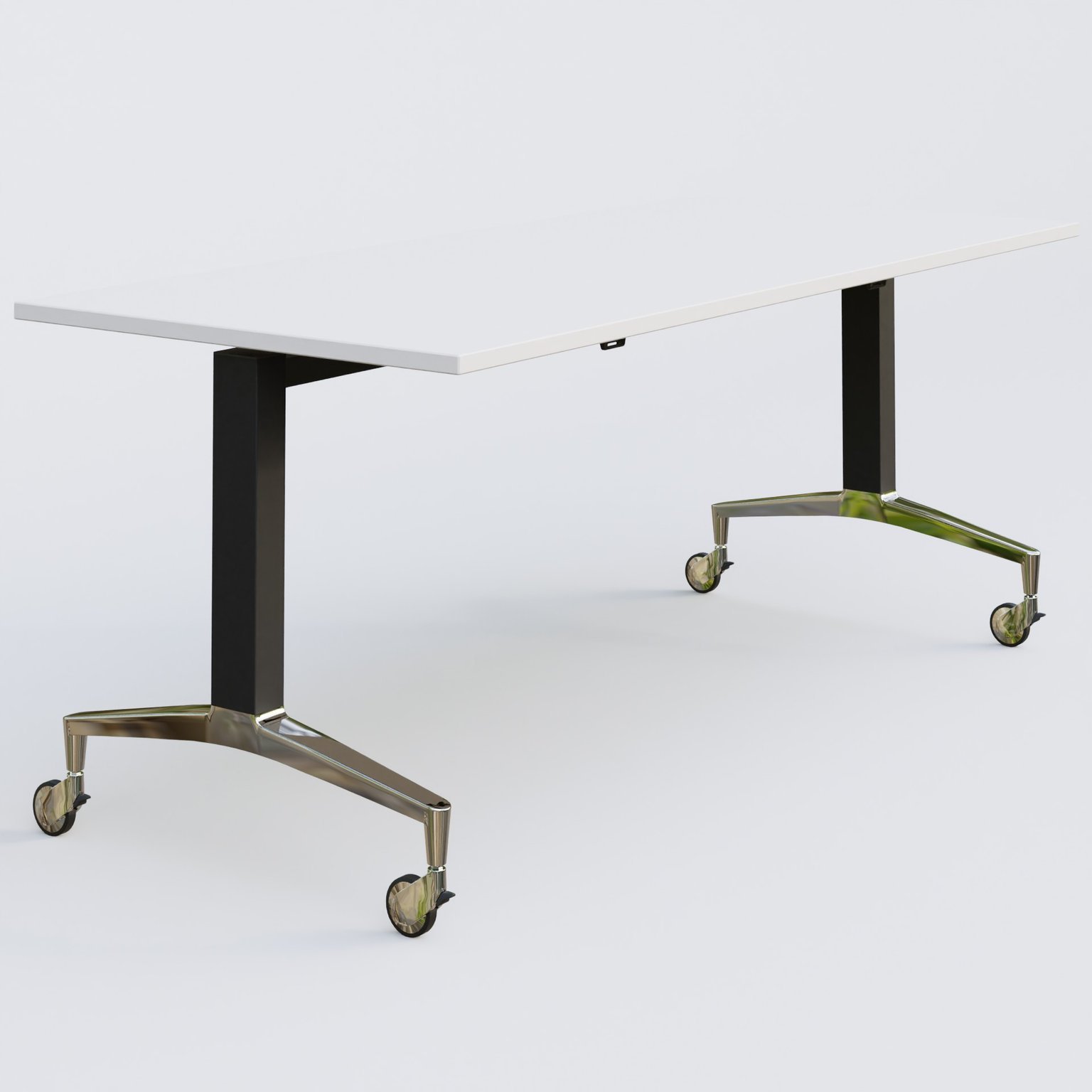 Module droit de la gamme LEM 180-80 cm. Plateau Blanc et pietement Noir/Chrome.