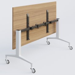 [Pas de famille] - [Pas de sous famille] - Module droit de la gamme LEM 180-80 cm. Plateau Noyer et pietement Blanc.