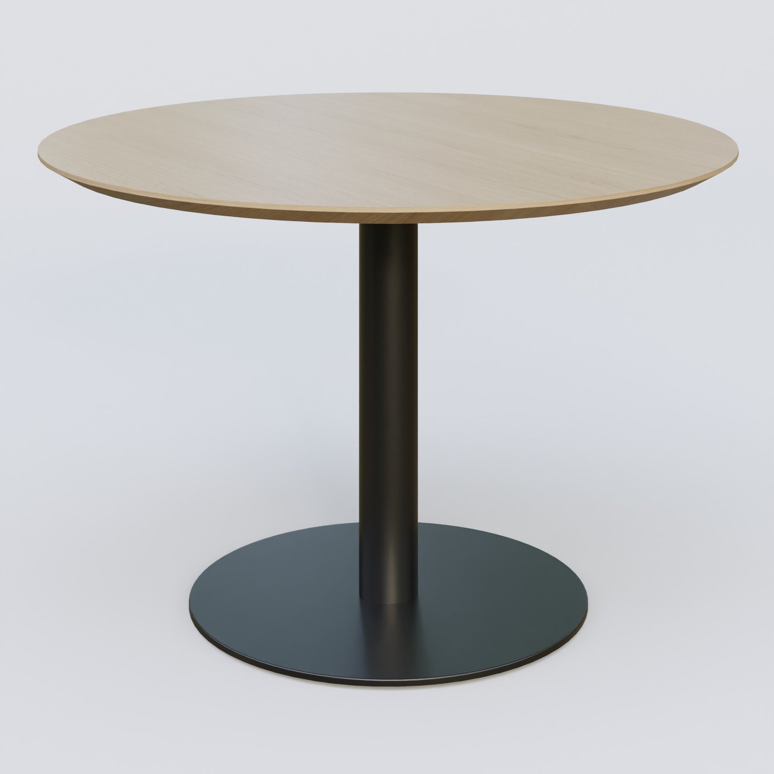 Table Basse Fashion Styl piètement colonne en métal et plateau bois. Plateau Chêne et pietement Noir (RAL 9005).