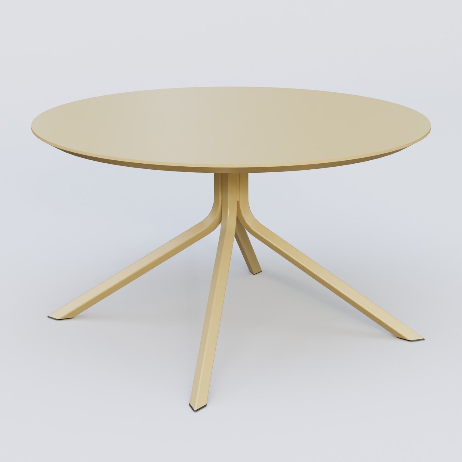 Table Basse Fashon Styl piètement 4 pieds en métal et plateau bois. Plateau Jaune Cuivre (RAL 1002) et pietement Jaune Cuivre (RAL 1002).