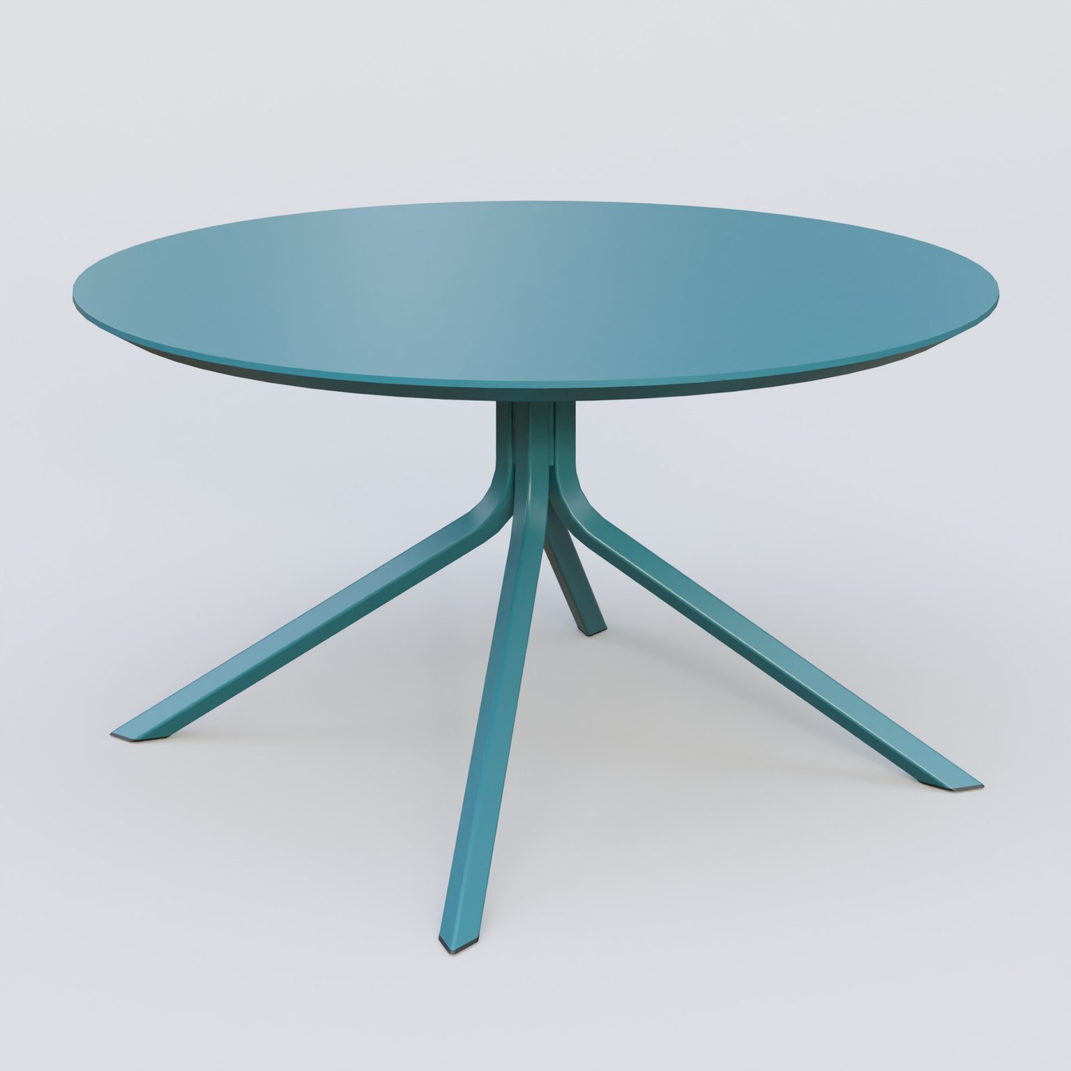 Table Basse Fashon Styl piètement 4 pieds en métal et plateau bois. Plateau Bleu Petrole (RAL 5025) et pietement Bleu Petrole (RAL 5025).