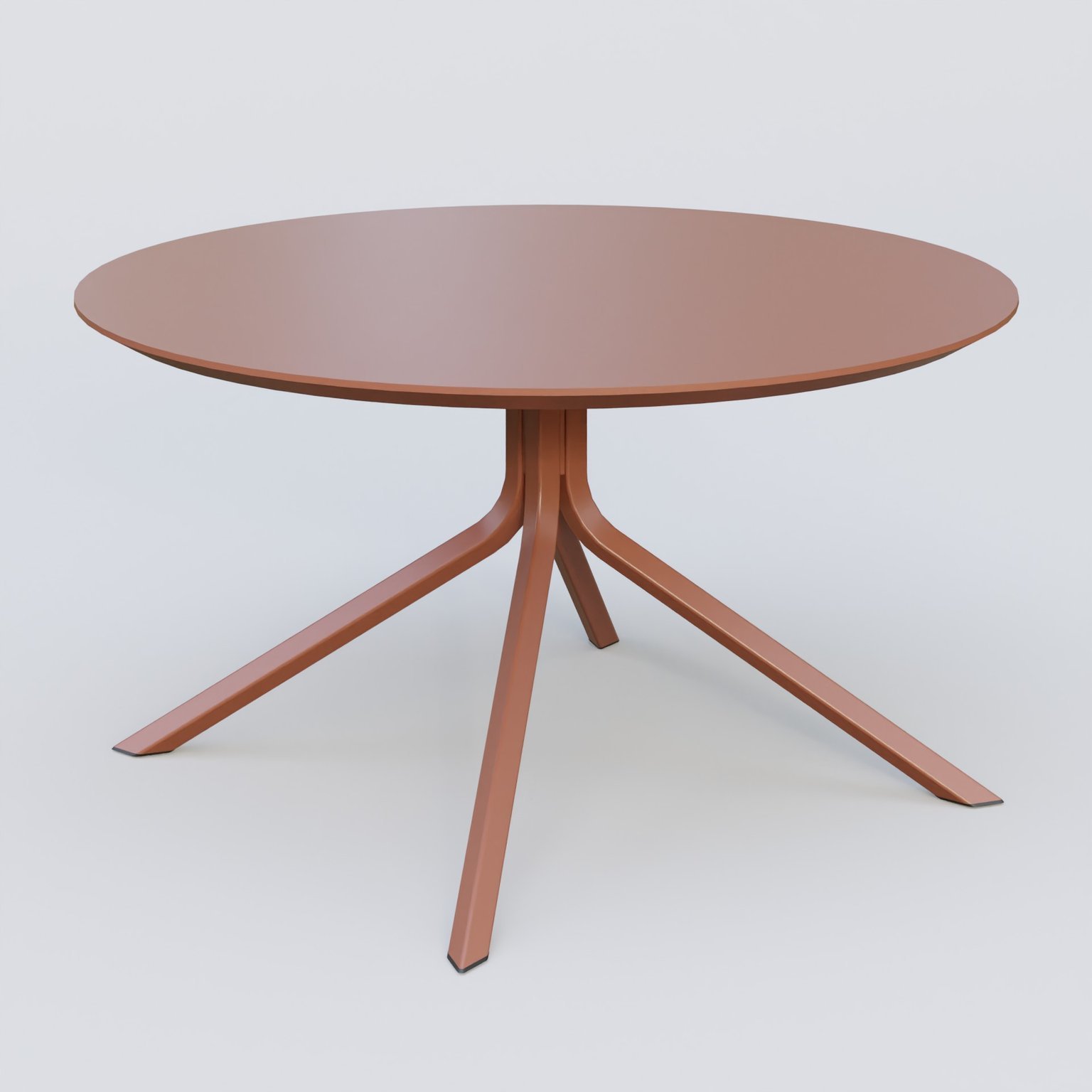 Table Basse Fashon Styl piètement 4 pieds en métal et plateau bois. Plateau Brun cuivré (RAL 8004) et pietement Brun cuivré (RAL 8004).