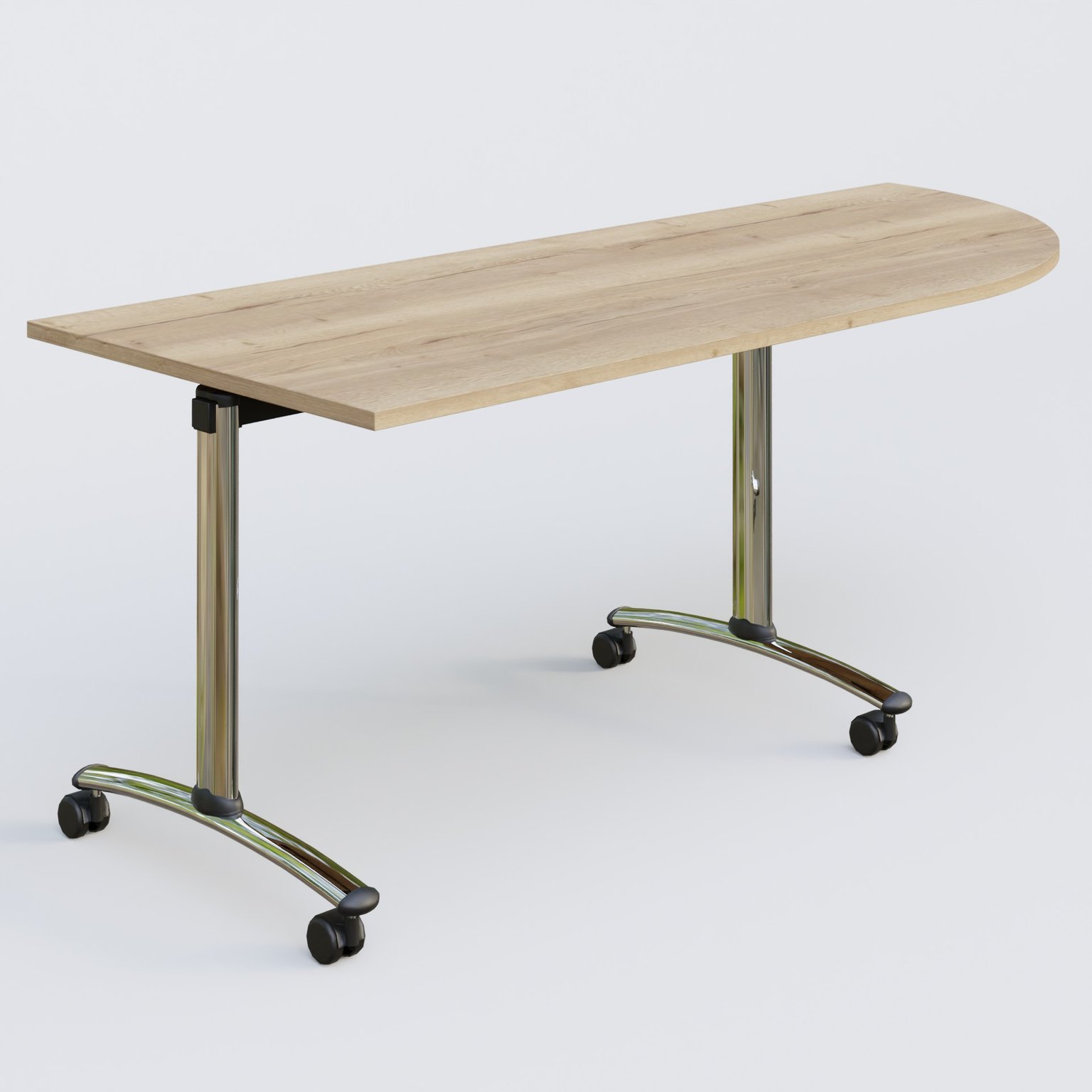 Module d'angle 90° Droite gamme Arca 200-80 cm. Plateau Chêne naturel et pietement Chrome.
