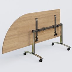 [Pas de famille] - [Pas de sous famille] - Module d'angle 90° Gauche gamme Arca 200-80 cm. Plateau Noyer et pietement Chrome.