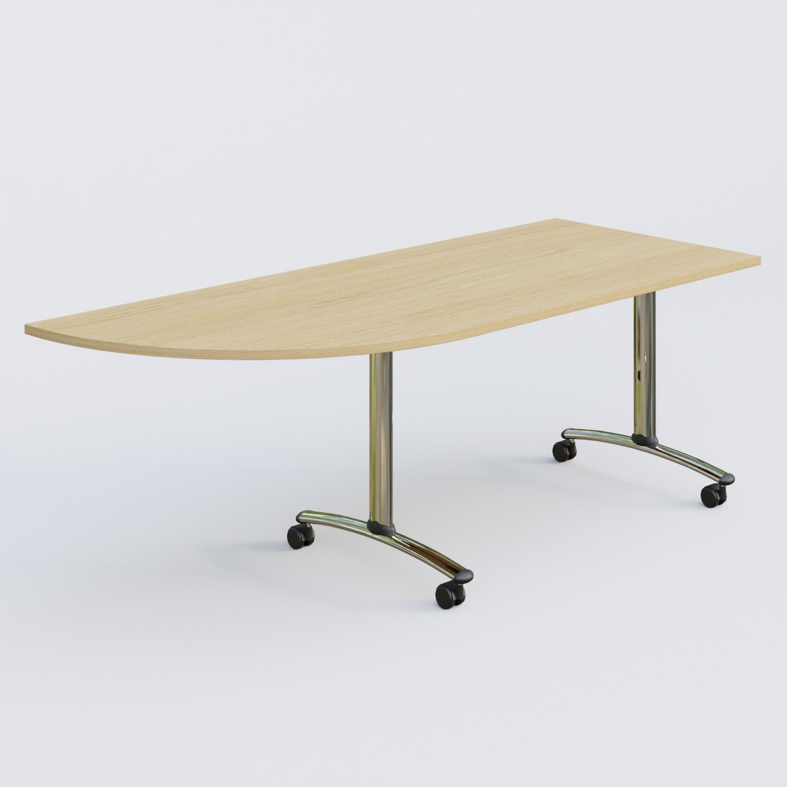 Module d'angle 90° Gauche gamme Arca 200-80 cm. Plateau Chêne clair et pietement Chrome.
