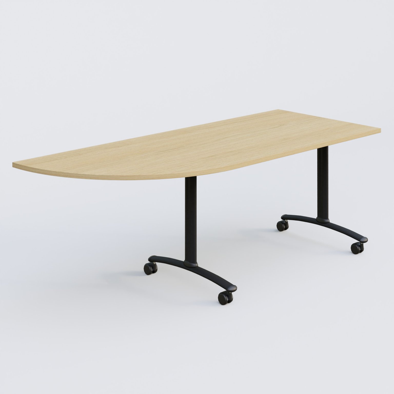 Module d'angle 90° Gauche gamme Arca 200-80 cm. Plateau Chêne clair et pietement Noir.
