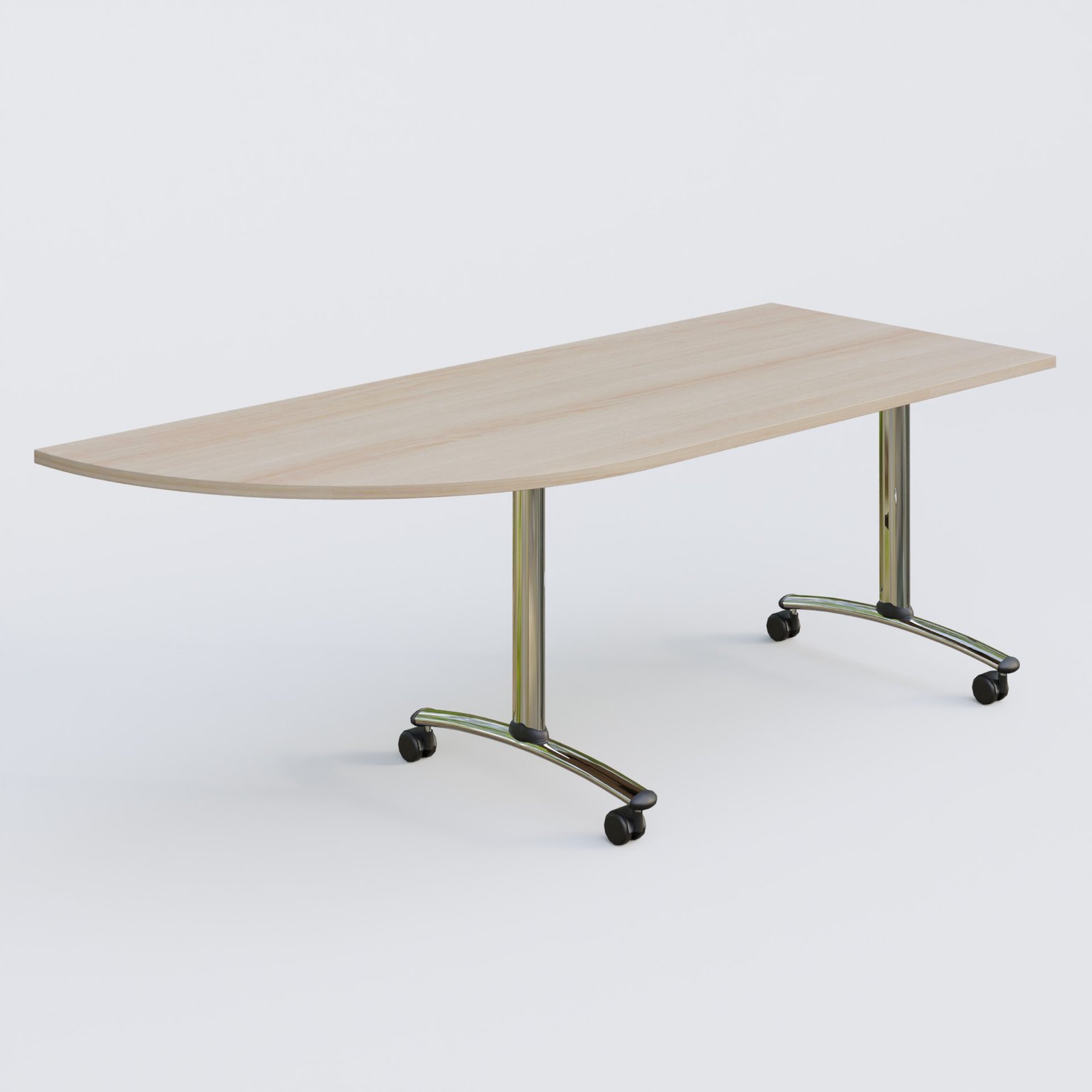 Module d'angle 90° Gauche gamme Arca 200-80 cm. Plateau Acacia et pietement Chrome.