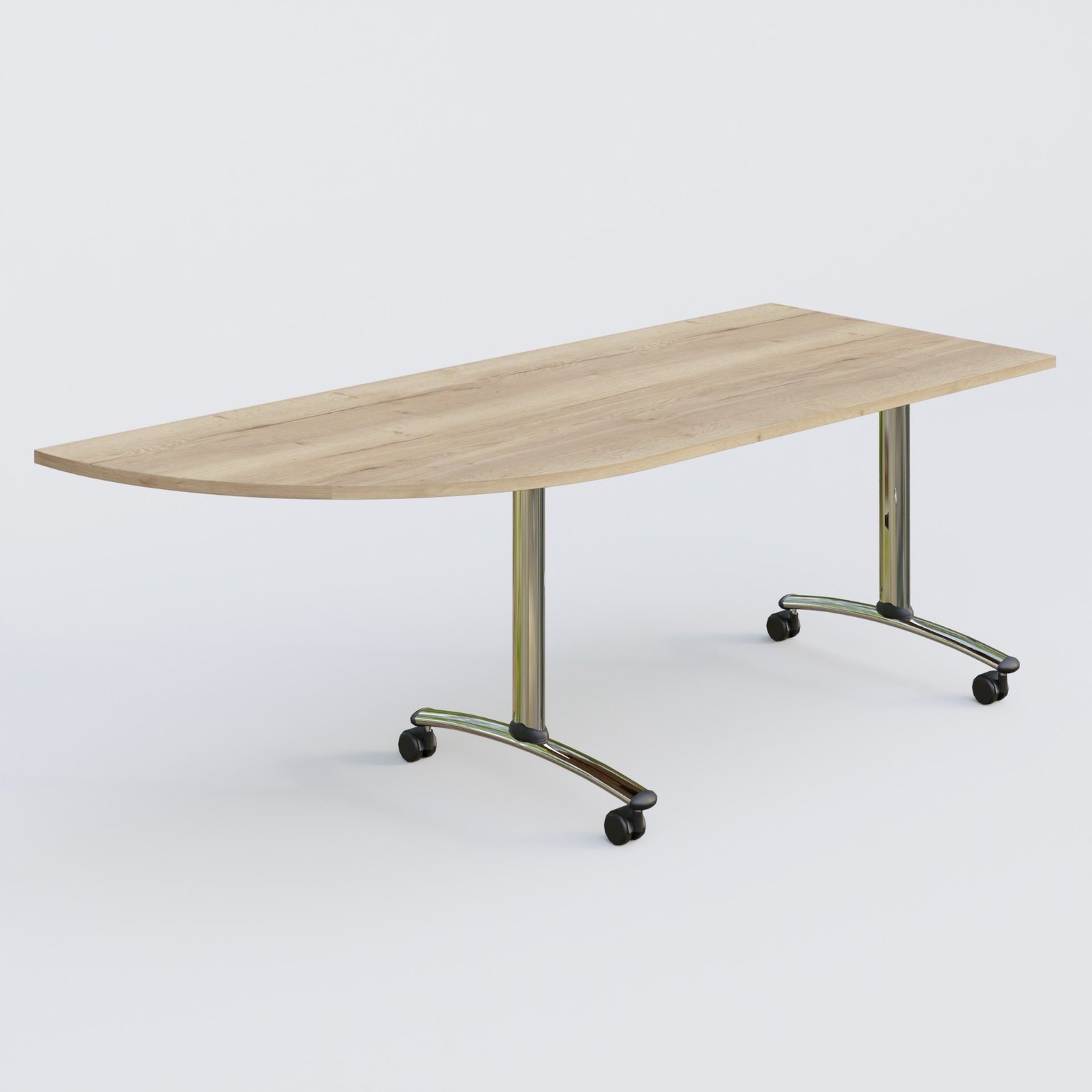 Module d'angle 90° Gauche gamme Arca 200-80 cm. Plateau Chêne naturel et pietement Chrome.