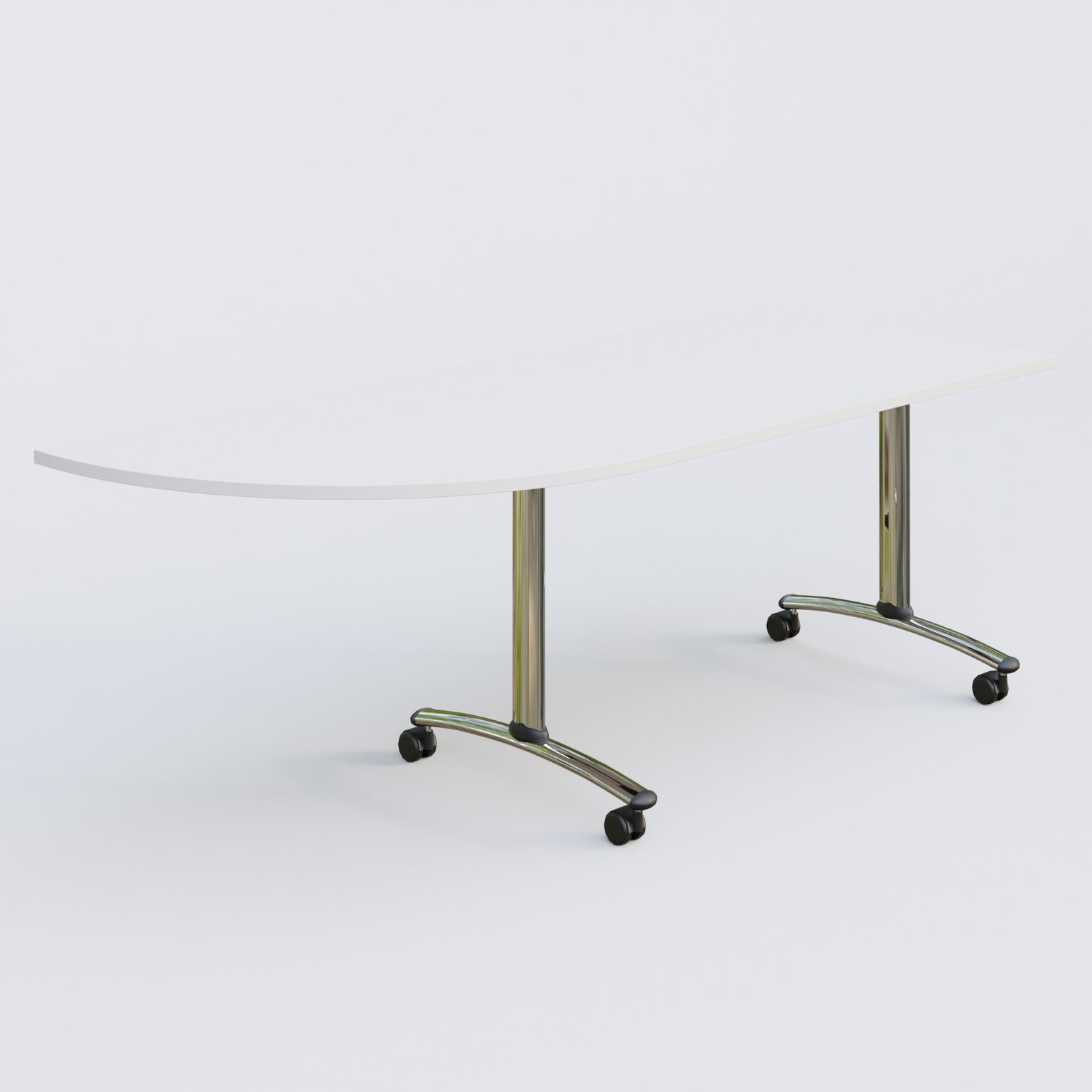 Module d'angle 90° Gauche gamme Arca 200-80 cm. Plateau Blanc et pietement Chrome.