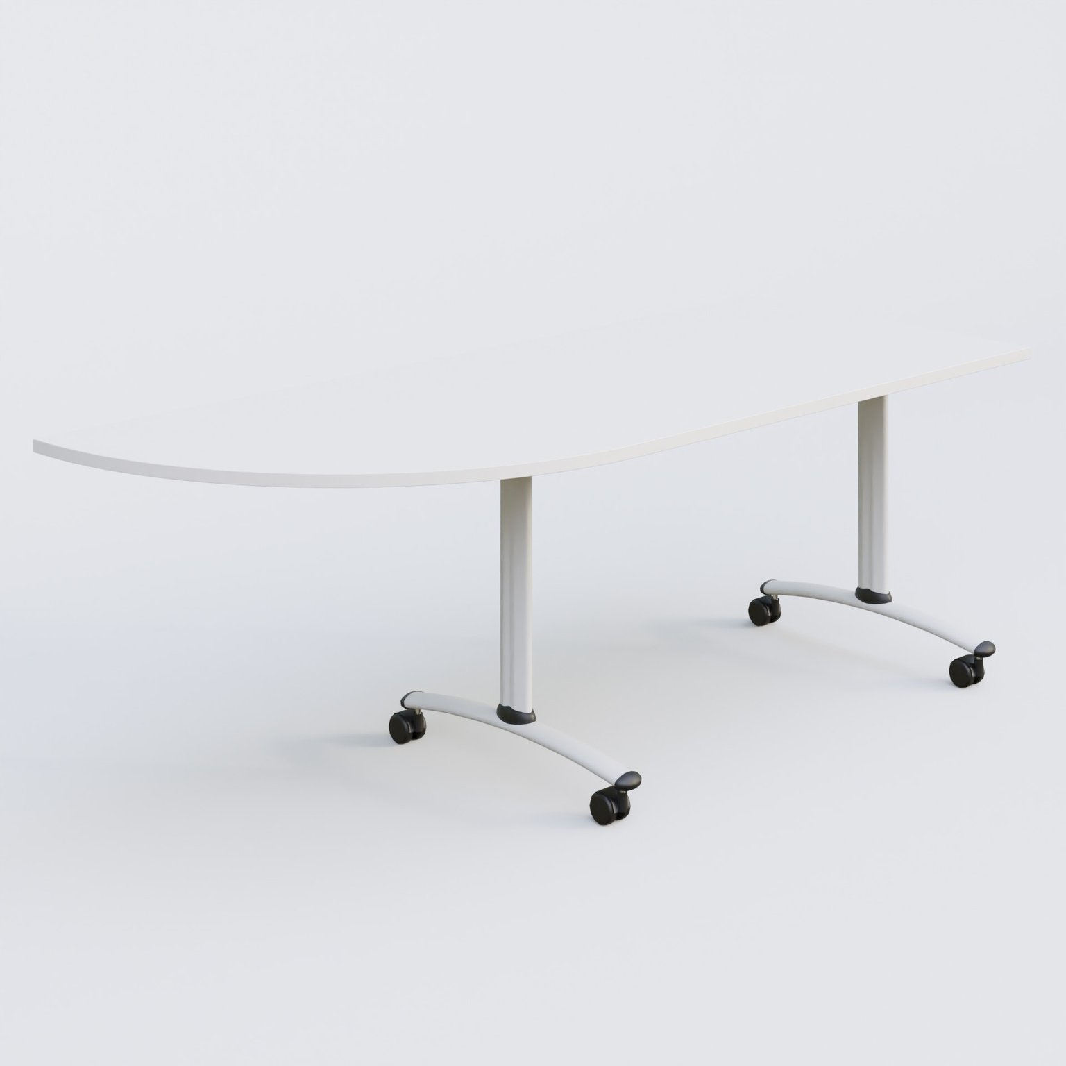 Module d'angle 90° Gauche gamme Arca 200-80 cm. Plateau Blanc et pietement Blanc.