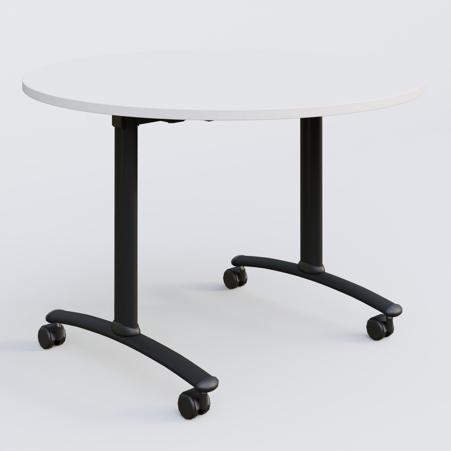 Table ronde gamme Arca D110 cm. Plateau Blanc et pietement Noir.