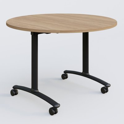 [Pas de famille] - [Pas de sous famille] - Table ronde gamme Arca D110 cm. Plateau Noyer et pietement Noir.