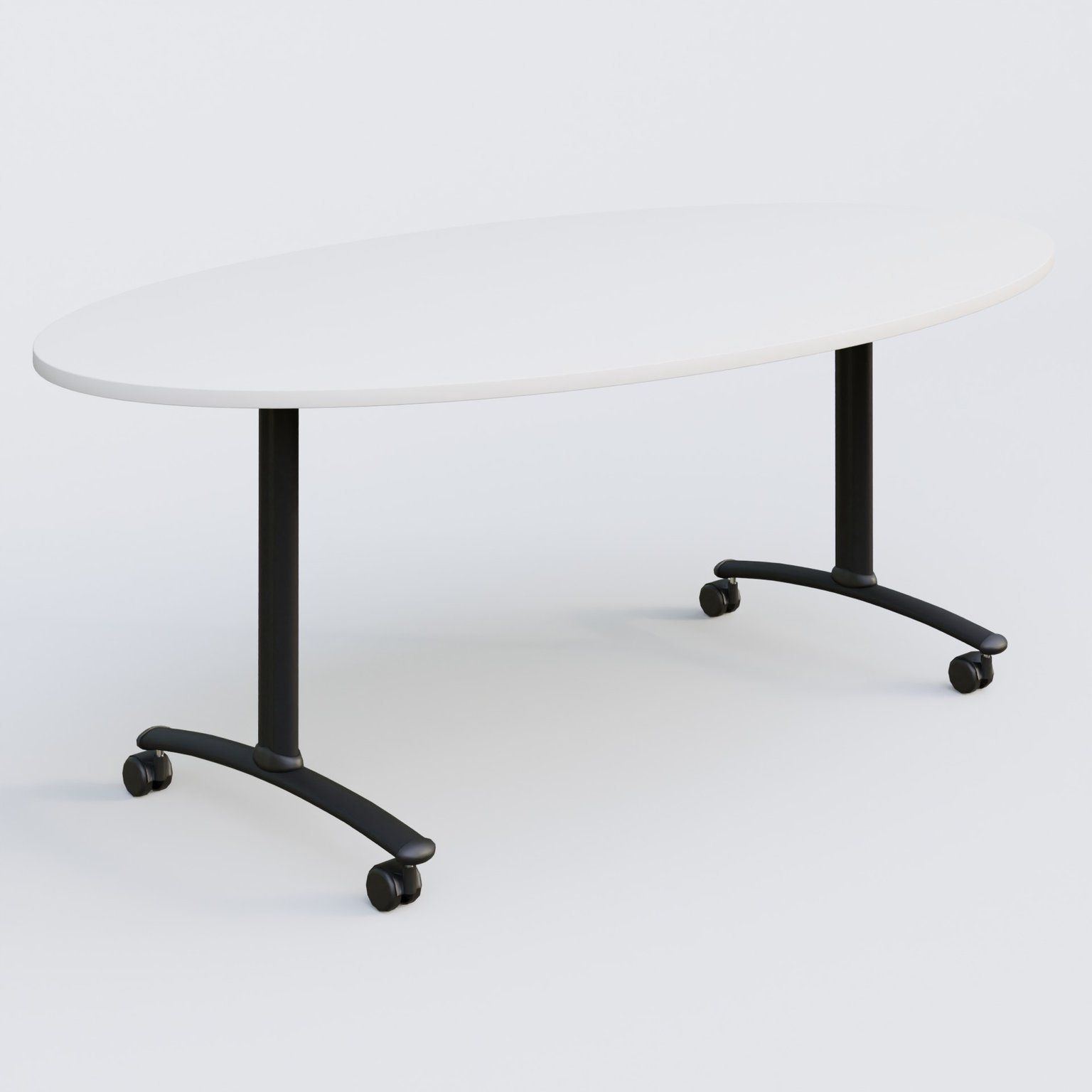 Table ovale gamme Arca 200-110 cm. Plateau Blanc et pietement Noir.