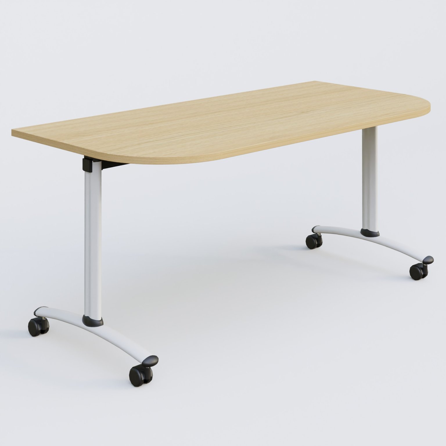 Module d'extrémité pour table abattante gamme Arca 165-80 cm. Plateau Chêne clair et pietement Blanc.