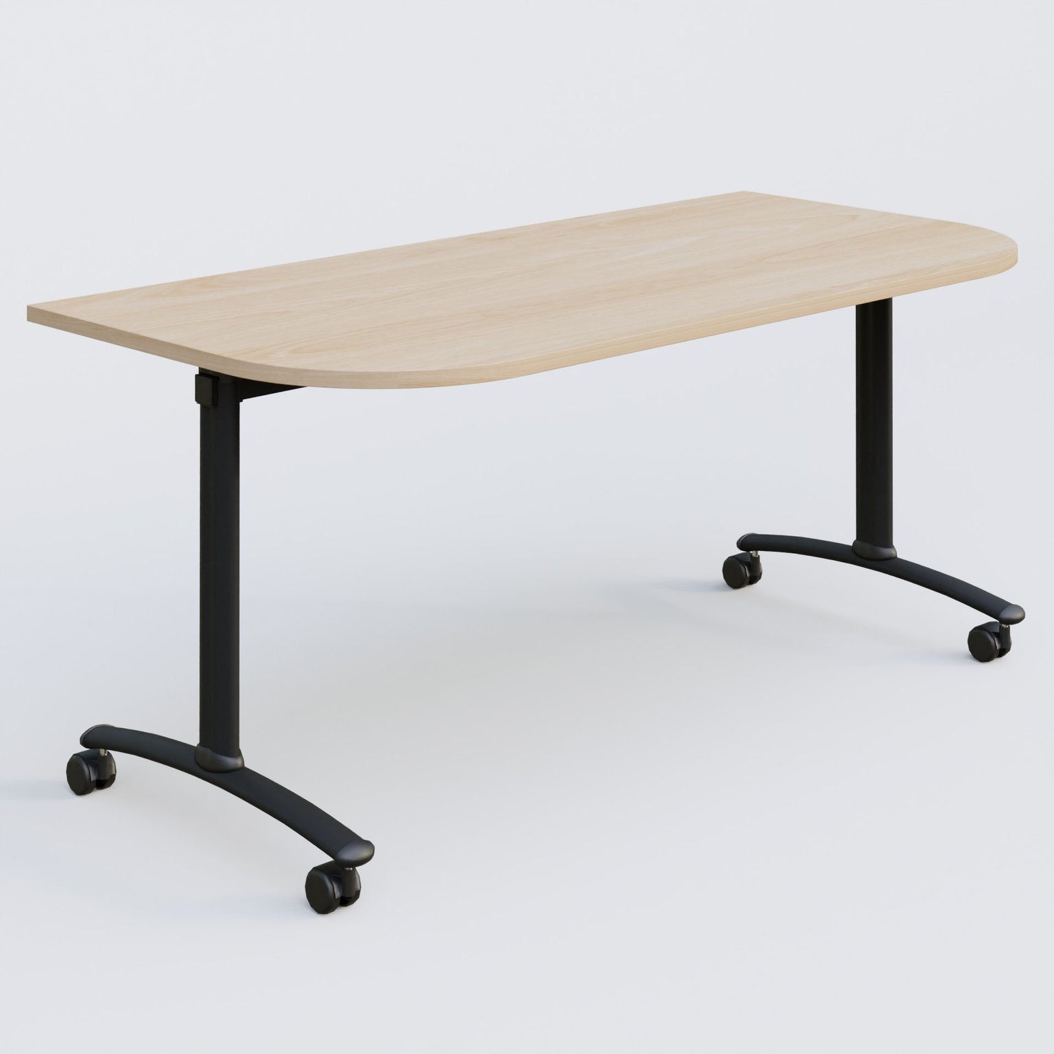 Module d'extrémité pour table abattante gamme Arca 165-80 cm. Plateau Hêtre et pietement Noir.