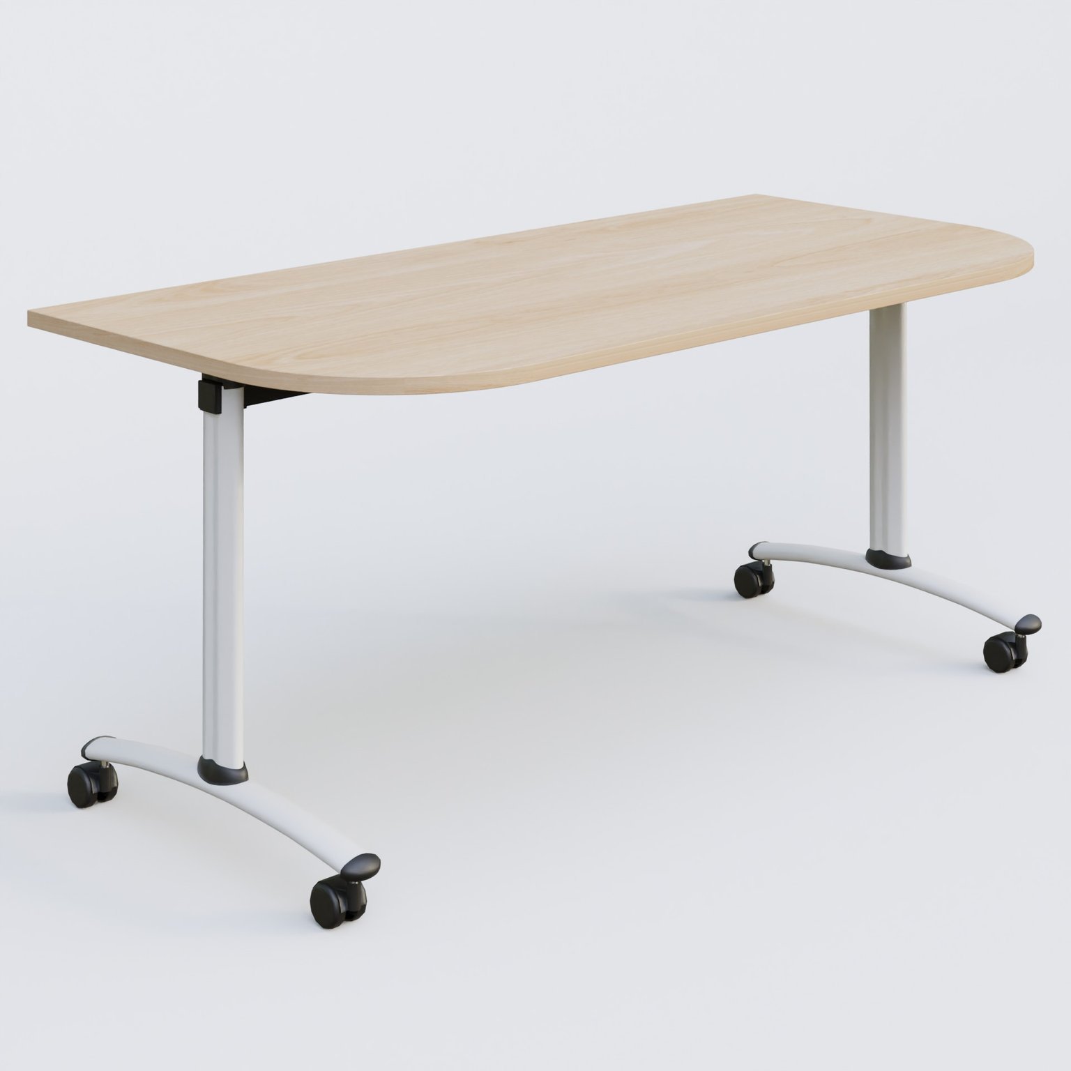 Module d'extrémité pour table abattante gamme Arca 165-80 cm. Plateau Hêtre et pietement Blanc.